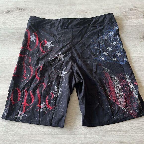 Battle Fit Gear American Jiu Jitsu Grunge Fight Shorts Black S NWT - Picture 7 of 9